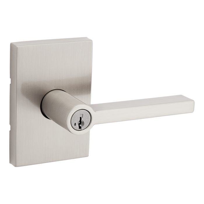 Kwikset 740HFLRCT-15S Halifax Lever with Rectangular Rose Entry Door Lock SmartKey with 6AL Latch and RCS Strike Satin Nickel Finish