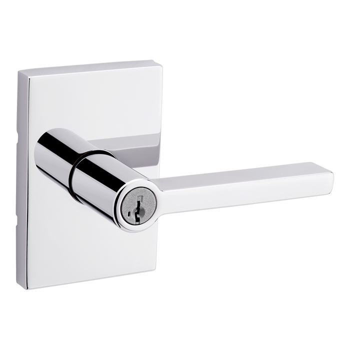 Kwikset 740HFLRCT-26S Halifax Lever with Rectangular Rose Entry Door Lock SmartKey with 6AL Latch and RCS Strike Bright Chrome Finish