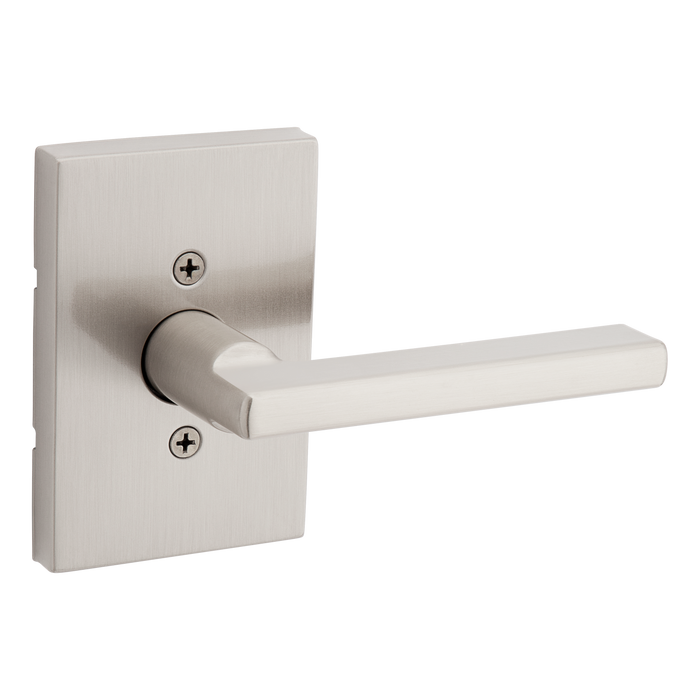 Kwikset 788HFLRCT-15 Halifax Lever with Rectangular Rose Half Dummy Door Lock Satin Nickel Finish