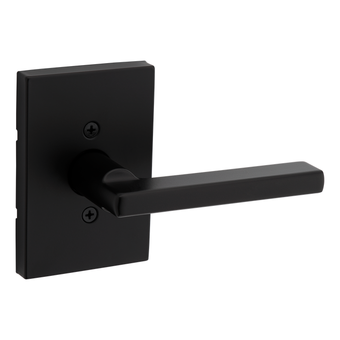 Kwikset 788HFLRCT-514 Halifax Lever with Rectangular Rose Half Dummy Door Lock Matte Black Finish