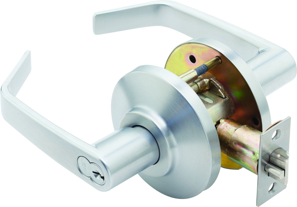 Best 7KC27AB15DS3626 7K Series 2-3/8" Backset 7 Pin Entry 15 Lever and D Rose ANSI Strike Less Core Satin Chrome Finish