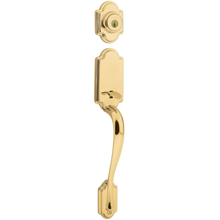 Kwikset 800ANLIP-L03S.STRKP Arlington Single Cylinder Exterior Handleset SmartKey with 6AL Latch and 5303 Round and Square Full Lip Strikes Lifetime Brass Finish