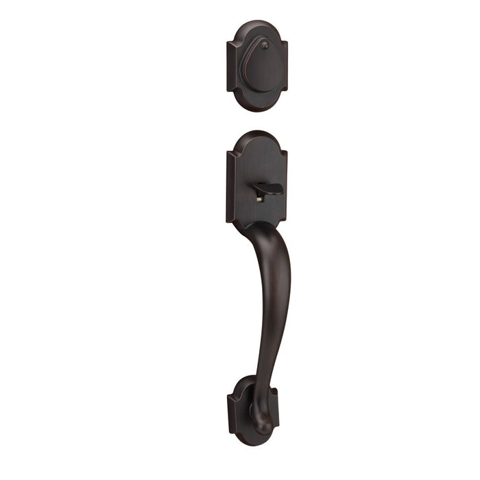 Kwikset 800AUHLIP-11PS.STRKP Austin Single Cylinder Exterior Handleset SmartKey with 6AL Latch and 5303 Round and Square Full Lip Strikes Venetian Bronze Finish