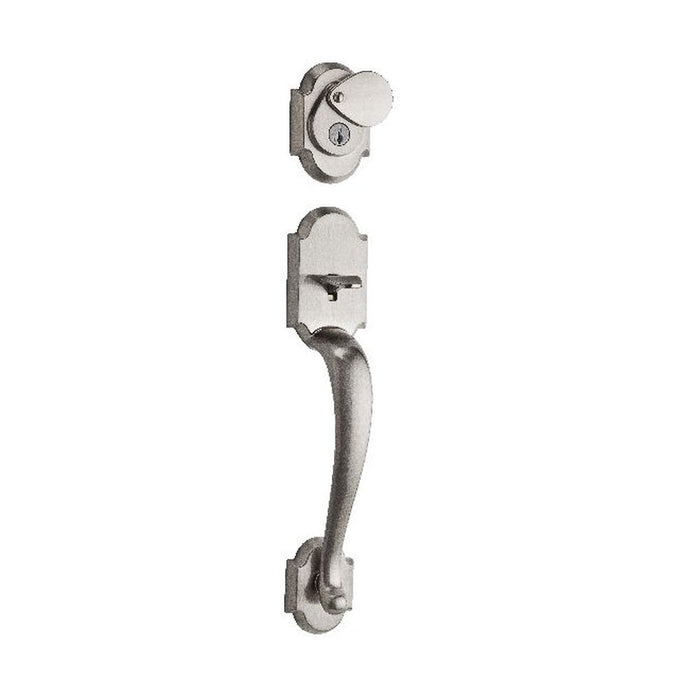 Kwikset 800AUHLIP-15S.STRKP Austin Single Cylinder Exterior Handleset SmartKey with 6AL Latch and 5303 Round and Square Full Lip Strikes Satin Nickel Finish