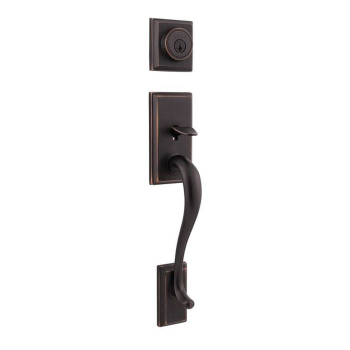 Kwikset 800HELIP-11PS.STRKP Hawthorne Single Cylinder Exterior Handleset SmartKey with 6AL Latch and 5303 Round and Square Full Lip Strikes Venetian Bronze Finish