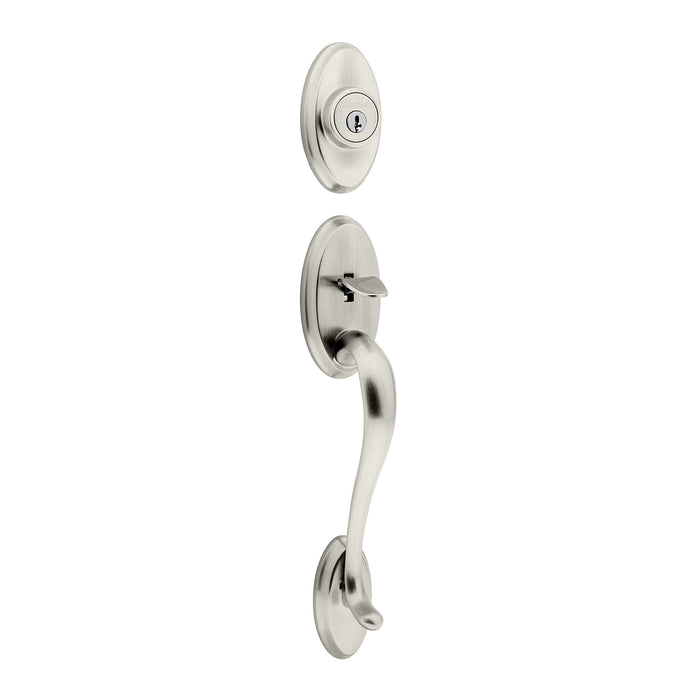 Kwikset 800SELIP-15 Shelburne Single Cylinder Exterior Handleset with RCAL Latch and RCS Strike Satin Nickel Finish