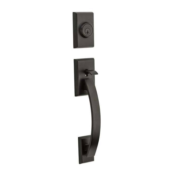 Kwikset 800TVHLIP-11PS.STRKP Tavaris Single Cylinder Exterior Handleset SmartKey with 6AL Latch and 5303 Round and Square Full Lip Strikes Venetian Bronze Finish