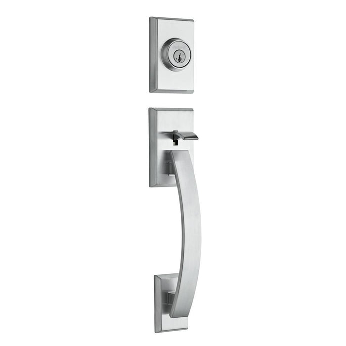 Kwikset 800TVHLIP-26DS.STRKP Tavaris Single Cylinder Exterior Handleset SmartKey with 6AL Latch and 5303 Round and Square Full Lip Strikes Satin Chrome Finish