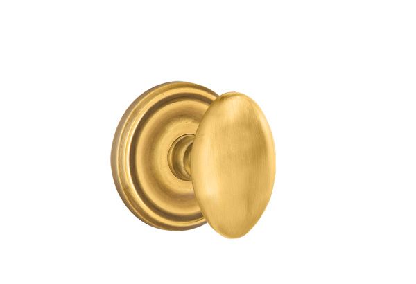 Emtek 8050EUS7 Egg Knob Dummy Pair with Regular Rose for 1-1/4" to 2" Door French Antique Brass Finish