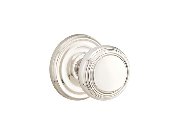 Emtek 8050NWUS14 Norwich Knob Dummy Pair with Regular Rose for 1-1/4" to 2" Door Polished Nickel Lifetime Finish