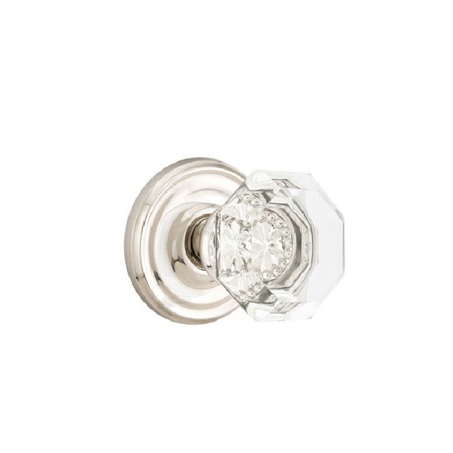 Emtek 8050OTUS14 Old Town Glass Knob Dummy Pair with Regular Rose for 1-1/4" to 2" Door Polished Nickel Lifetime Finish