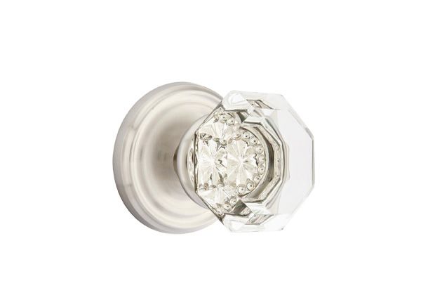 Emtek 8050OTUS15 Old Town Glass Knob Dummy Pair with Regular Rose for 1-1/4" to 2" Door Satin Nickel Finish