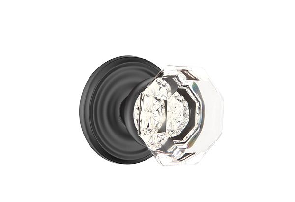 Emtek 8050OTUS19 Old Town Glass Knob Dummy Pair with Regular Rose for 1-1/4" to 2" Door Flat Black Finish