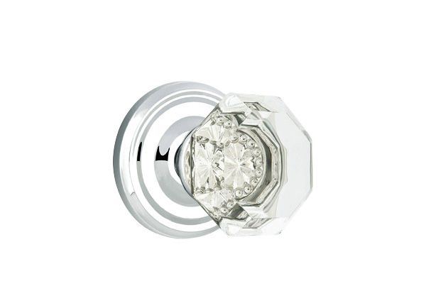 Emtek 8050OTUS26 Old Town Glass Knob Dummy Pair with Regular Rose for 1-1/4" to 2" Door Polished Chrome Finish