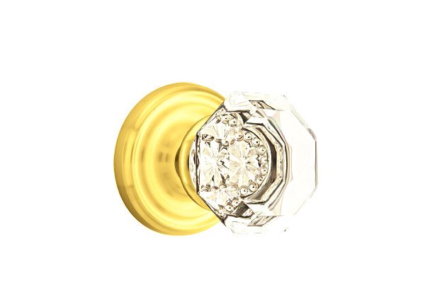 Emtek 8050OTUS3 Old Town Glass Knob Dummy Pair with Regular Rose for 1-1/4" to 2" Door Polished Brass Lifetime Finish