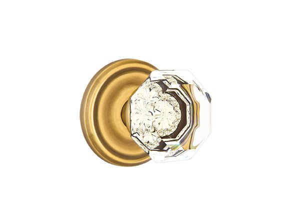 Emtek 8050OTUS7 Old Town Glass Knob Dummy Pair with Regular Rose for 1-1/4" to 2" Door French Antique Brass Finish