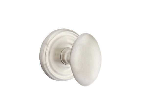 Emtek 8100EUS15 Egg Knob 2-3/8" Backset Passage with Regular Rose for 1-1/4" to 2" Door Satin Nickel Finish