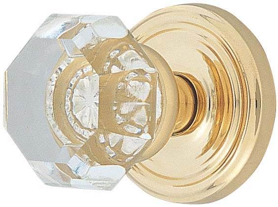 Emtek 8100OTUS3 Old Town Glass Knob 2-3/8" Backset Passage with Regular Rose for 1-1/4" to 2" Door Polished Brass Lifetime Finish