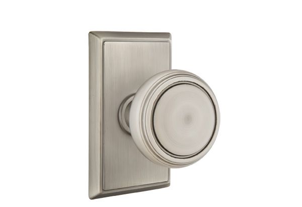 Emtek 8121NWUS15A Norwich Knob 2-3/8" Backset Passage with Rectangular Rose for 1-1/4" to 2" Door Pewter Finish