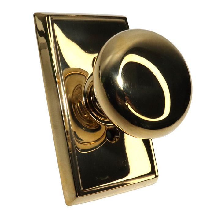 Emtek 8121PUS3NL Providence Knob 2-3/8" Backset Passage with Rectangular Rose for 1-1/4" to 2" Door Unlacquered Brass Finish