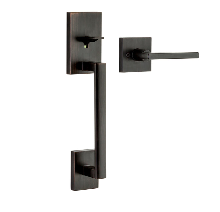 Kwikset 815SCEHFL-11P Passage San Clemente Handleset with Halifax Interior Trim No Deadbolt with RCAL Latch and RCS Strike Venetian Bronze Finish