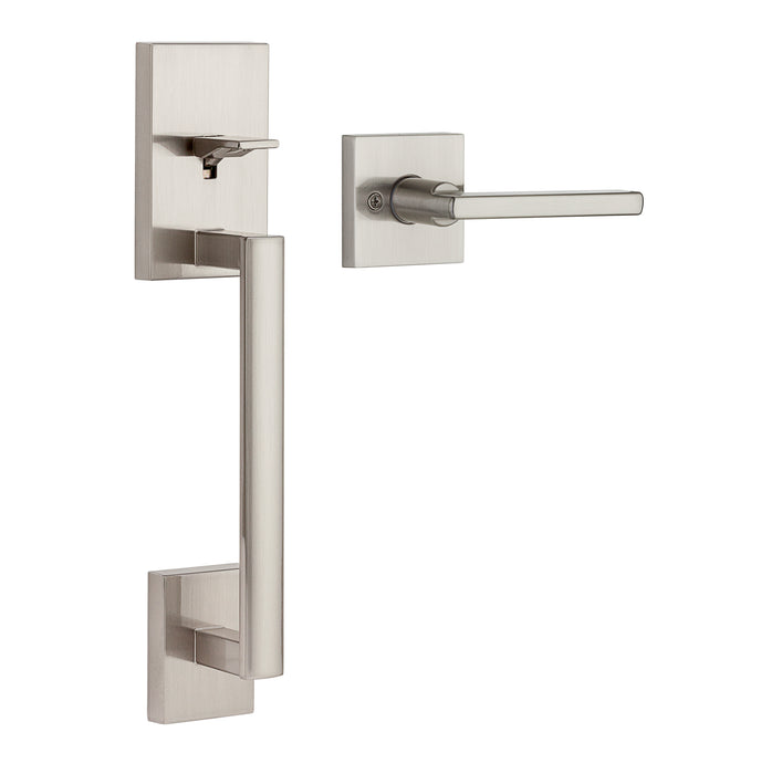 Kwikset 815SCEHFL-15 Passage San Clemente Handleset with Halifax Interior Trim No Deadbolt with RCAL Latch and RCS Strike Satin Nickel Finish