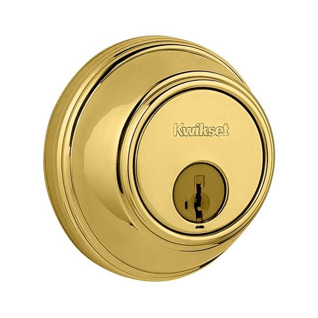 Kwikset 816-3S Key Control Deadbolt SmartKey with RCAL Latch and RCS Strike Bright Brass Finish