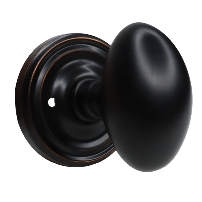 Emtek 8200EUS10B Egg Knob 2-3/8" Backset Privacy with Regular Rose for 1-1/4" to 2" Door Oil Rubbed Bronze Finish