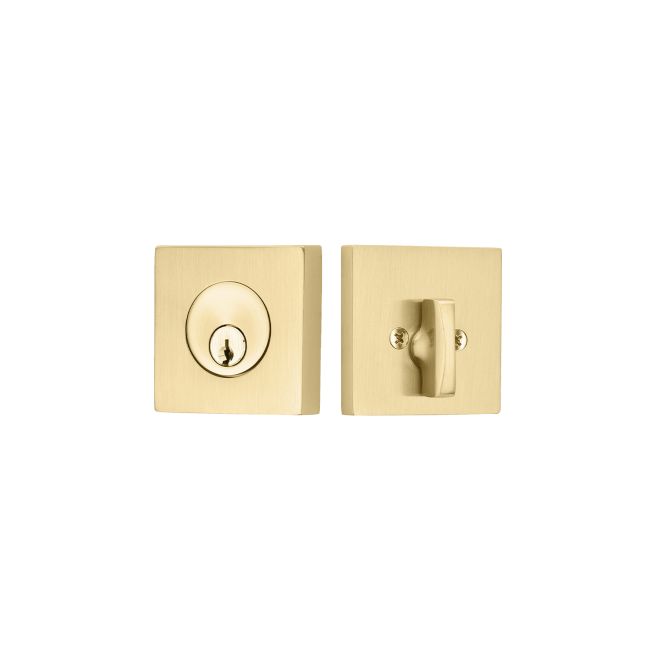 Emtek 8469US4 Square Single Cylinder Deadbolt for 1-3/8" to 2-1/8" Door Satin Brass Finish