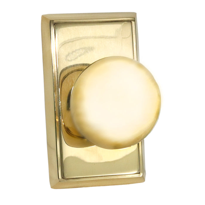 Emtek 8521PUS3NL Providence Knob Dummy Pair with Rectangular Rose for 1-1/4" to 2" Door Unlacquered Brass Finish