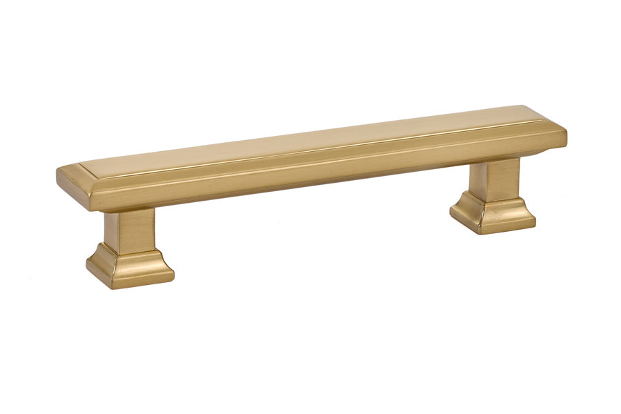 Emtek 86301US4 Geometric Rectangular Cabinet Pull with 4" Center to Center Satin Brass Finish