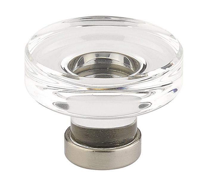 Emtek 86569US15 Grayson 1-1/4" Glass Cabinet Knob Satin Nickel Finish