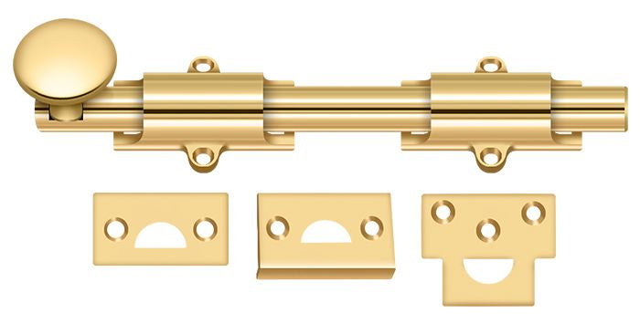 Deltana 8SB003 8" Surface Bolt; Heavy Duty; Lifetime Brass Finish