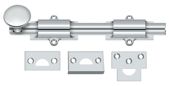 Deltana 8SB26 8" Surface Bolt; Heavy Duty; Bright Chrome Finish