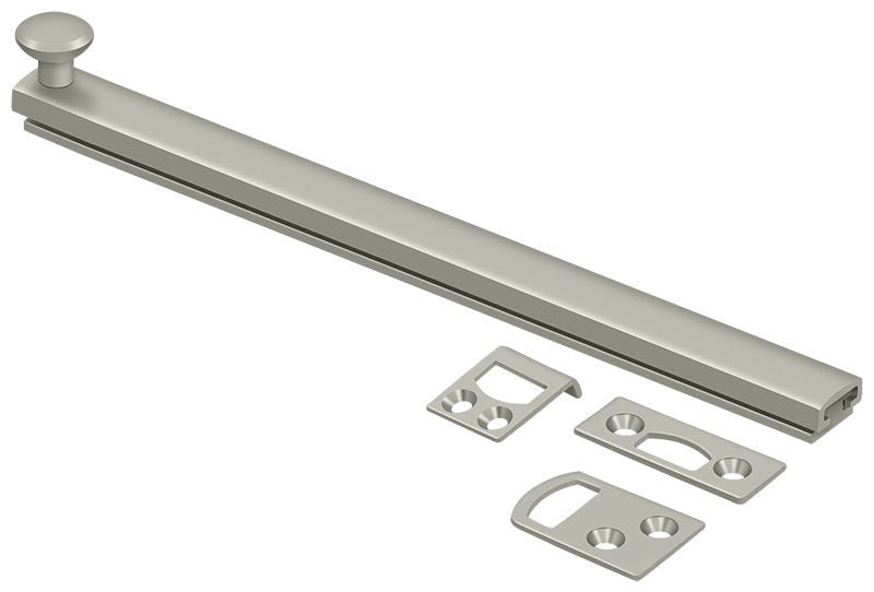 Deltana 8SBCS15 8" Surface Bolt; Concealed Screw; Heavy Duty; Satin Nickel Finish