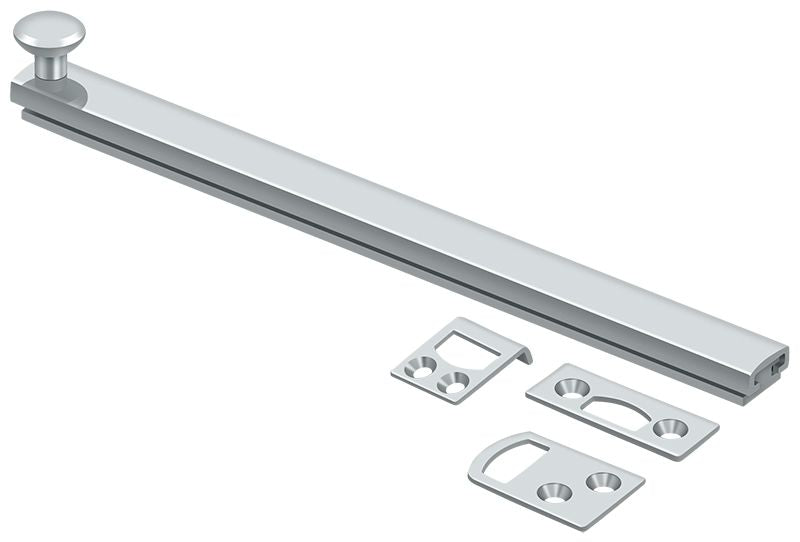 Deltana 8SBCS26 8" Surface Bolt; Concealed Screw; Heavy Duty; Bright Chrome Finish