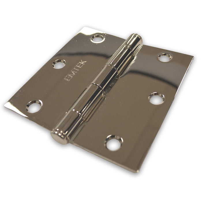 Emtek 91013US14 Pair of 3-1/2" x 3-1/2" Square Steel Residential Duty Hinges Polished Nickel Finish