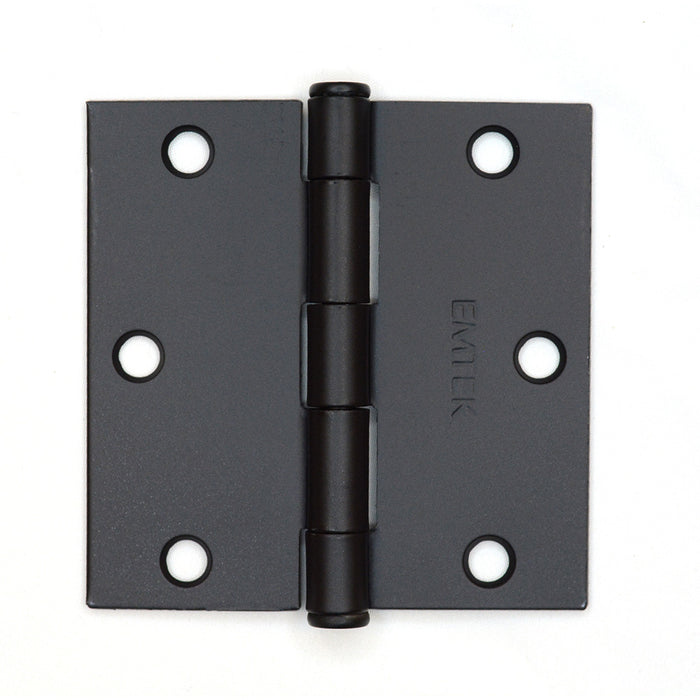 Emtek 91013US19 Pair of 3-1/2" x 3-1/2" Square Steel Residential Duty Hinges Flat Black Finish