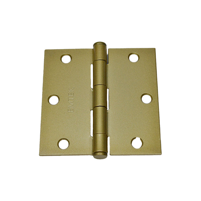 Emtek 91013US4 Pair of 3-1/2" x 3-1/2" Square Steel Residential Duty Hinges Satin Brass Finish