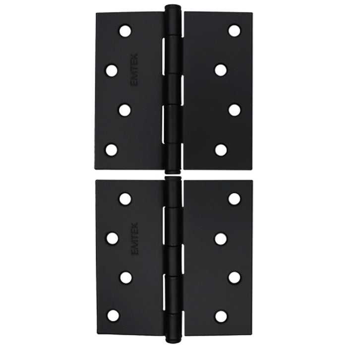 Emtek 91014US19 Pair of 4" x 4" Square Steel Residential Duty Hinges Flat Black Finish