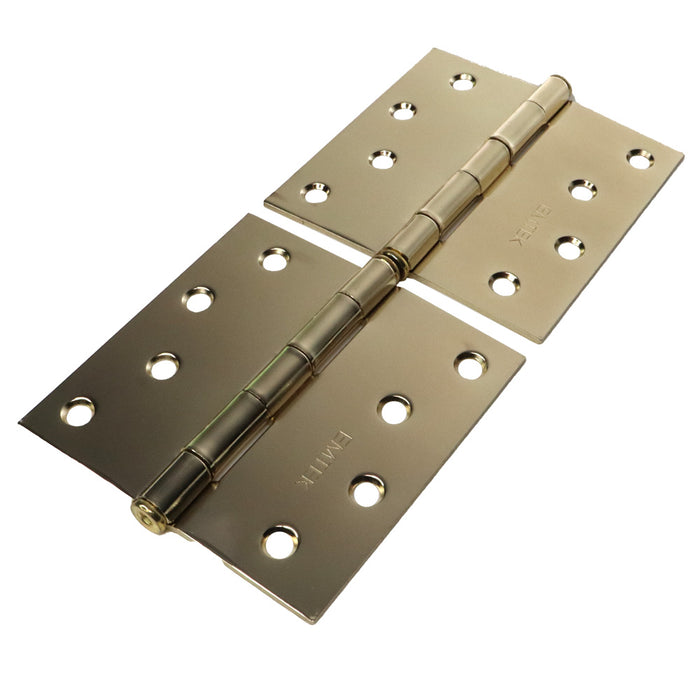 Emtek 91014US3 Pair of 4" x 4" Square Steel Residential Duty Hinges Polished Brass Finish