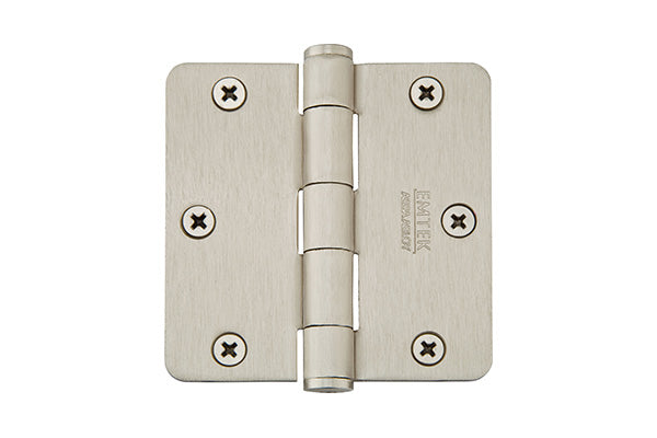 Emtek 91023US15 Pair of 3-1/2" x 3-1/2" 1/4" Radius Steel Residential Duty Hinges Satin Nickel Finish