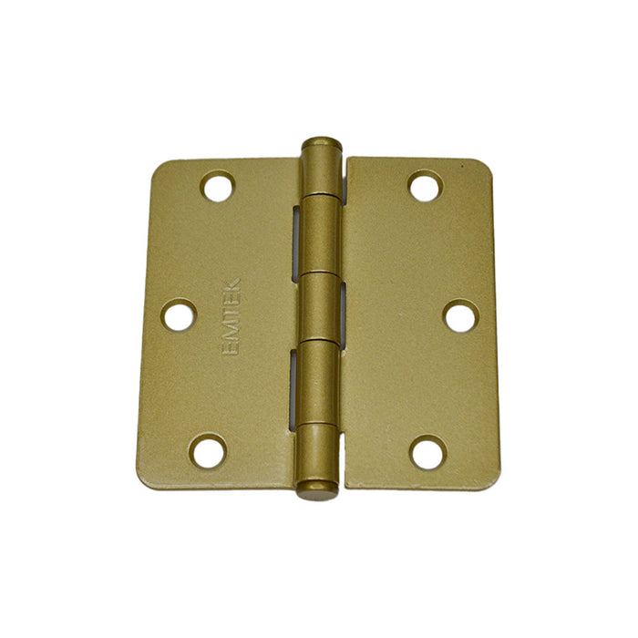 Emtek 91023US4 Pair of 3-1/2" x 3-1/2" 1/4" Radius Steel Residential Duty Hinges Satin Brass Finish