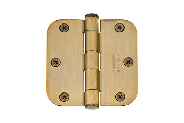 Emtek 91033US7 Pair of 3-1/2" x 3-1/2" 5/8" Radius Steel Residential Duty Hinges French Antique Brass Finish