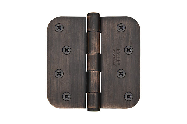 Emtek 91034US10B Pair of 4" x 4" 5/8" Radius Steel Residential Duty Hinges Oil Rubbed Bronze Finish