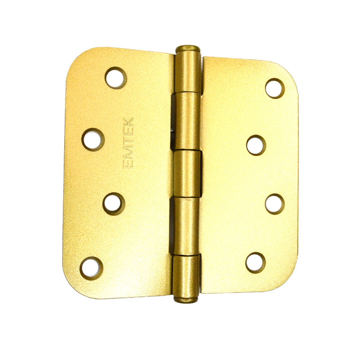 Emtek 91034US4 Pair of 4" x 4" 5/8" Radius Steel Residential Duty Hinges Satin Brass Finish