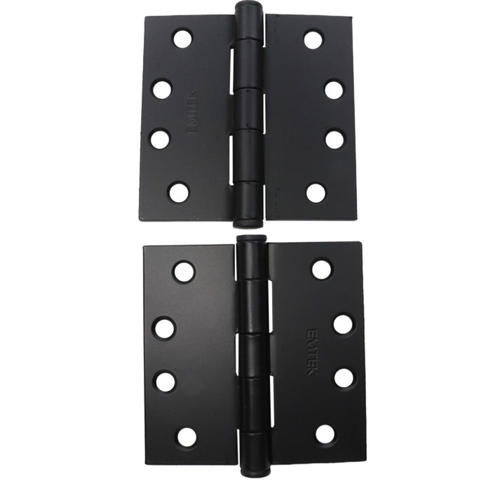 Emtek 92014US19 Pair of 4" x 4" Square Steel Heavy Duty Hinges Flat Black Finish