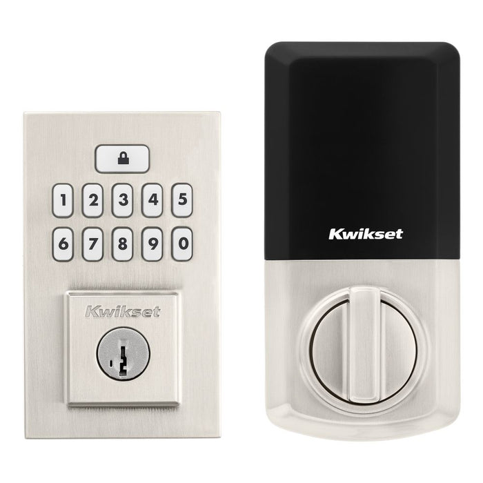 Kwikset 9260CNT-15S Contemporary SmartCode Keypad Electronic Deadbolt SmartKey Satin Nickel Finish