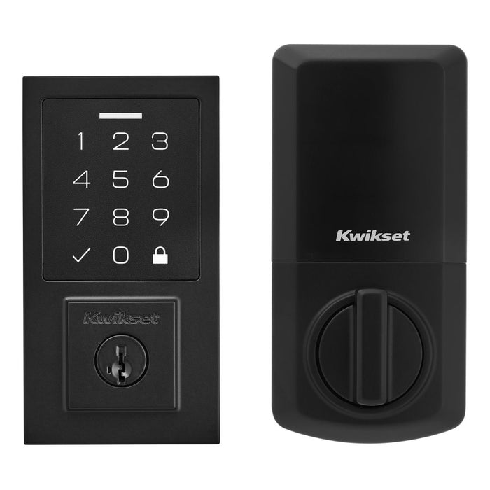 Kwikset 9270CNT-514S Contemporary SmartCode Touchpad Electronic Deadbolt SmartKey Matte Black Finish