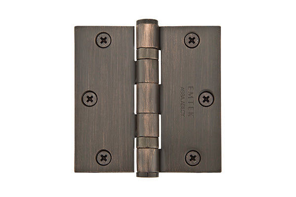 Emtek 94013US10B Pair of 3-1/2" x 3-1/2" Square Heavy Duty Steel Ball Bearing Hinges Oil Rubbed Bronze Finish